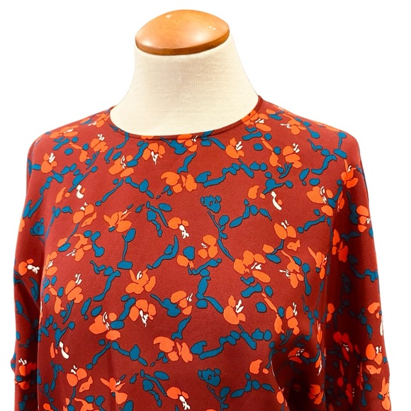 MARIMECKKO RUST RED SUMMER FALL DAY MIDI DRESS FLORAL PRINT FLOWER SUMMER XS - Picture 3 of 14